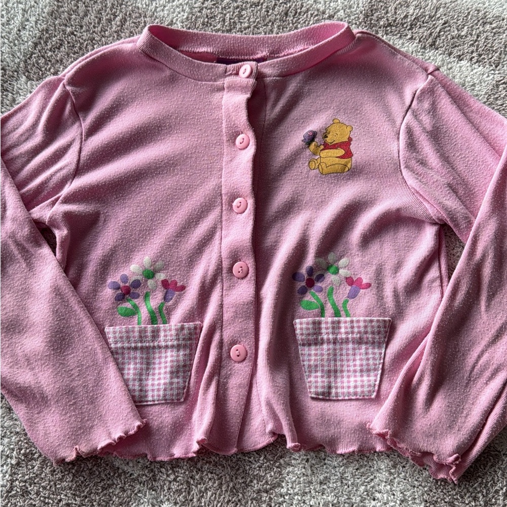 Vintage Pink Winnie the Pooh Floral Pocket Cardigan